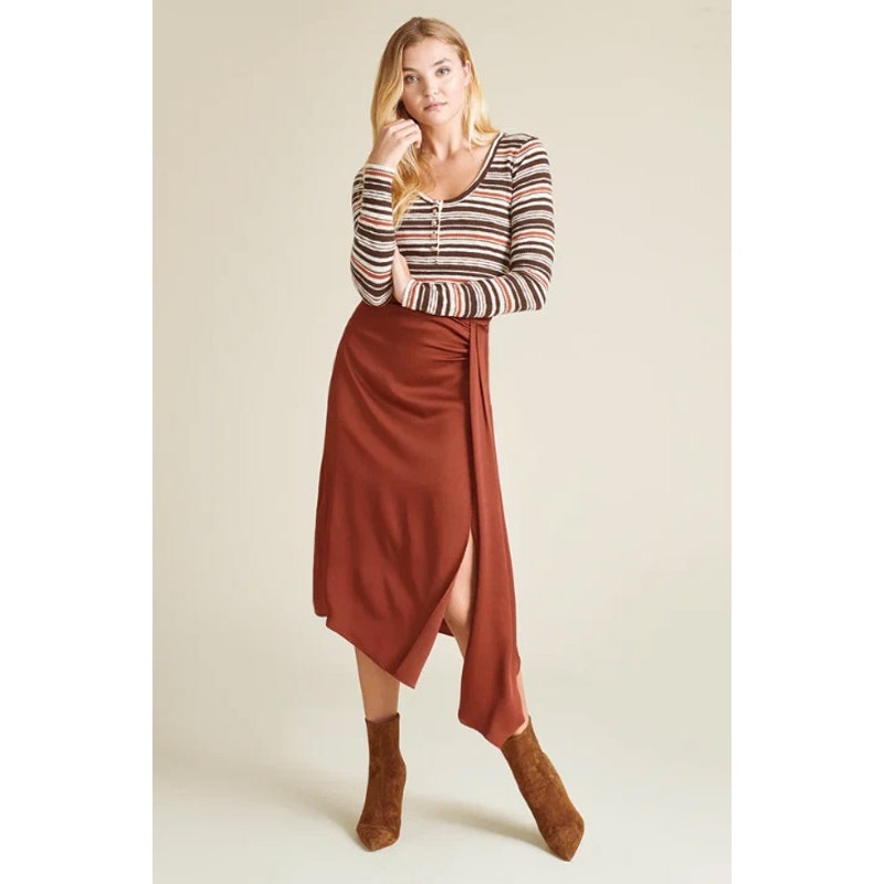 Nwt Veronica Beard Parisa Draped Satin Midi Skirt 0